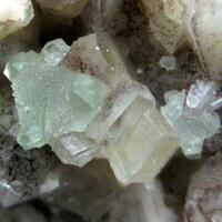Fluorite & Chalcopyrite On Calcite With Hematite Inclusions