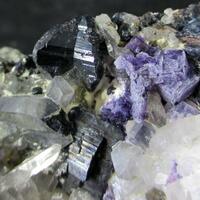 Cassiterite Fluorite & Ferberite On Quartz