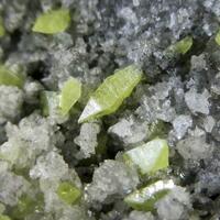 Native Sulphur On Quartz On Calcite
