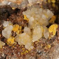 Quartz On Boltwoodite On Calcite