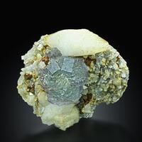 Fluorite On Calcite With Quartz