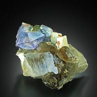 Fluorite On Smoky Quartz With Epidote & Feldspar