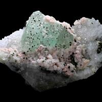 Fluorite & Rhodochrosite With Chalcopyrite On Quartz