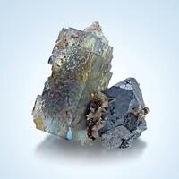 Fluorite On Galena with Calcite & Chalcopyrite