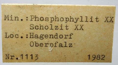 Label Images - only: Phosphophyllite & Scholzite