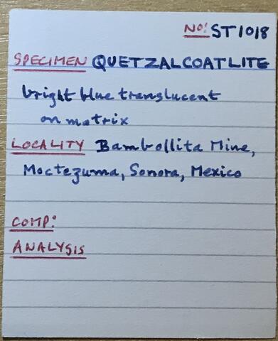 Label Images - only: Quetzalcoatlite Hessite Native Silver & Azurite