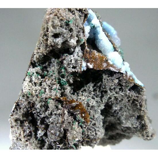 Plancheite With Strontianite Malachite & Quartz