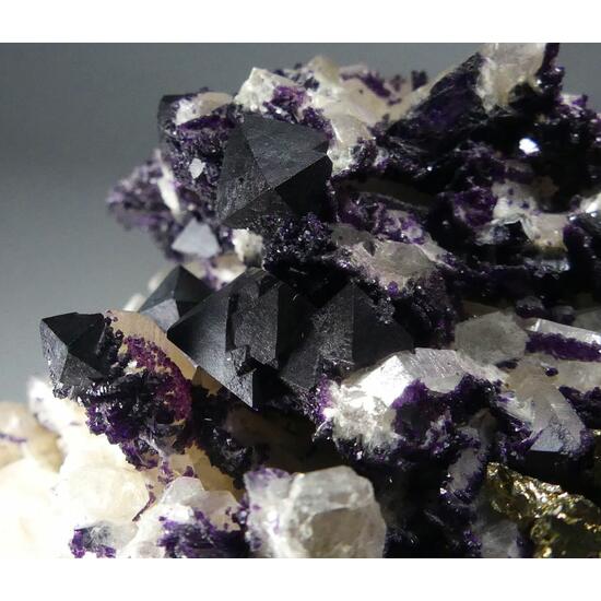 Fluorite & Chalcopyrite On Quartz