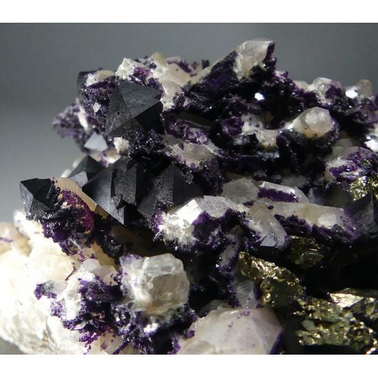 Fluorite & Chalcopyrite On Quartz