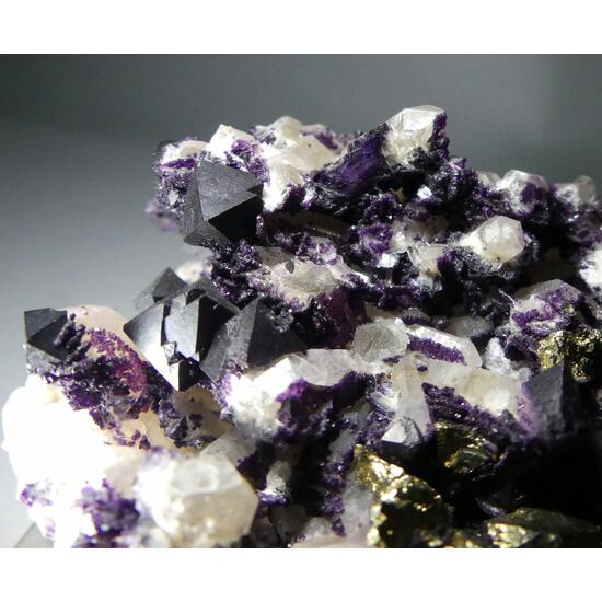 Fluorite & Chalcopyrite On Quartz