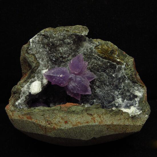 Amethyst With Baryte & Chabazite On Chalcedony