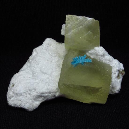 Calcite On Mordenite With Cavansite