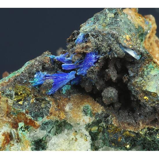 Linarite Quartz Chalcopyrite & Brochantite