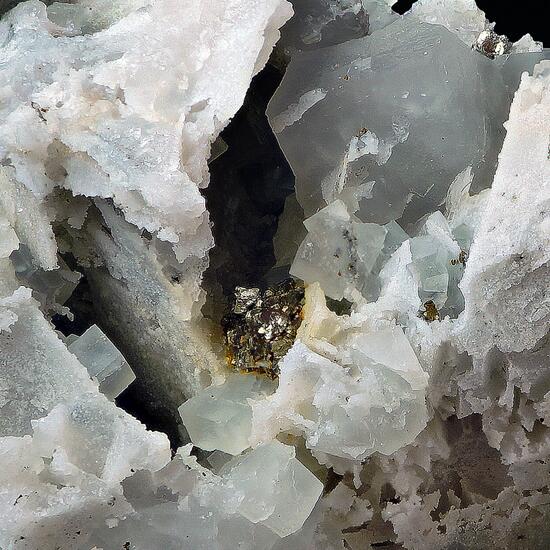 Fluorite & Pyrite On Quartz