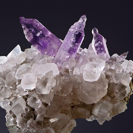 Amethyst On Calcite