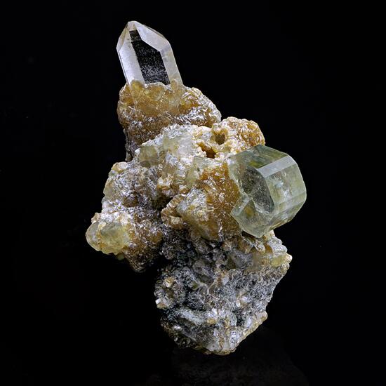 Apatite & Rock Crystal On Gilbertite