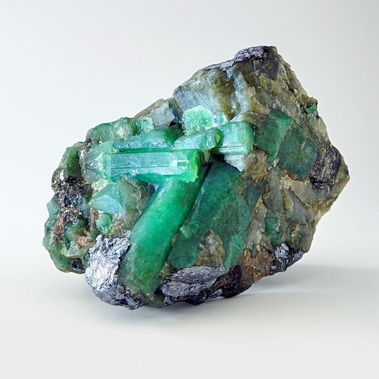 Beryl Var Emerald With Molybdenite