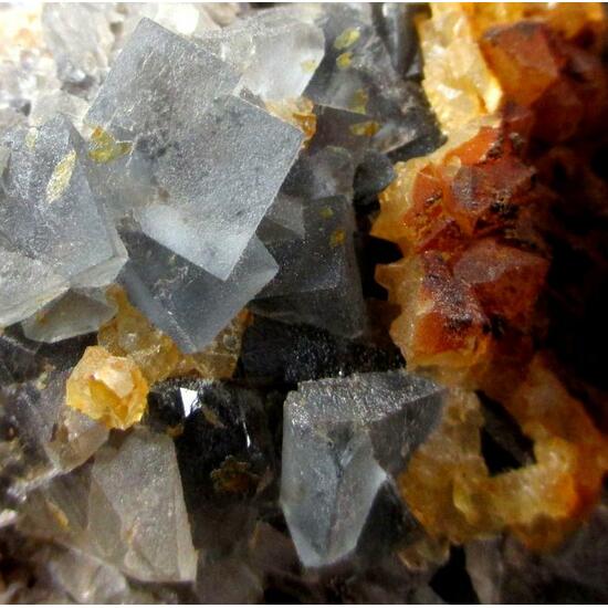 Pyromorphite On Quartz On Fluorite