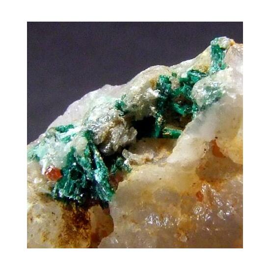 Malachite On Cerussite & Quartz