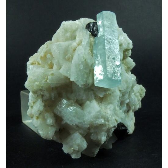 Aquamarine & Schorl On Albite