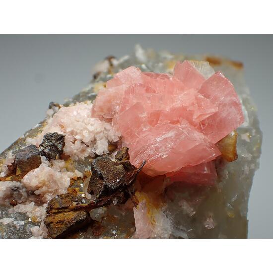 Rhodochrosite & Bertrandite & Pyrite