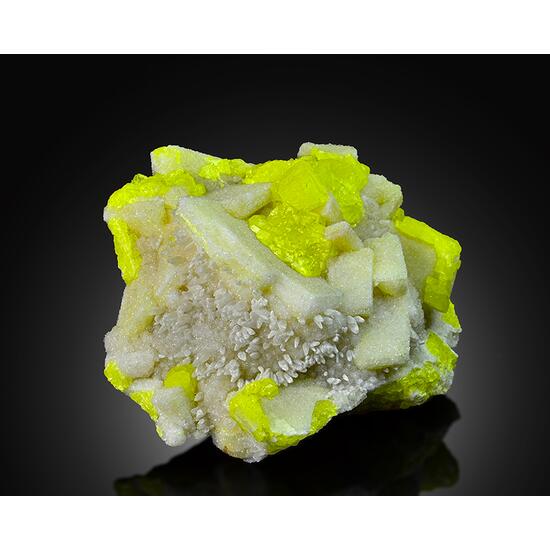 Native Sulphur With Aragonite & Calcite