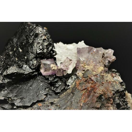 Strontianite With Fluorite On Sphalerite